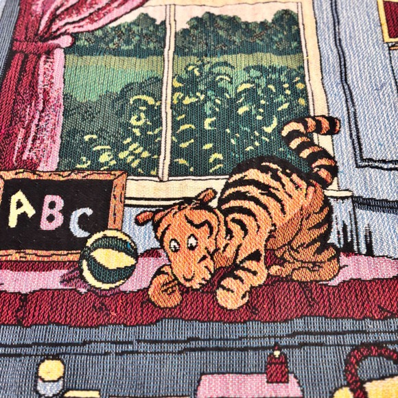 Vintage Disney Classic Pooh Woven Tapestry Throw Blanket Nursery Decor Cotton - Picture 4 of 10